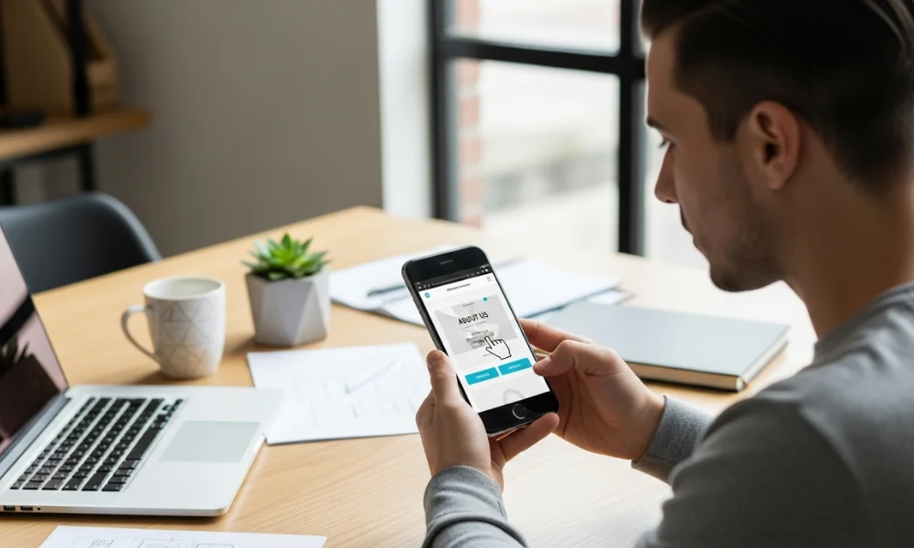 smartphone displaying a website