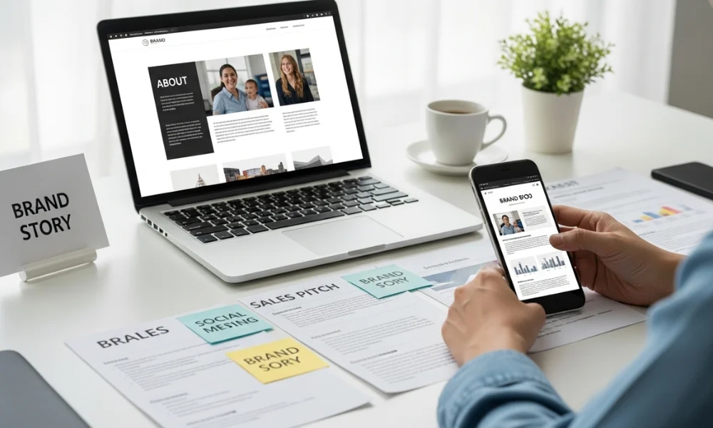 A person views a business website-how to tell brand story